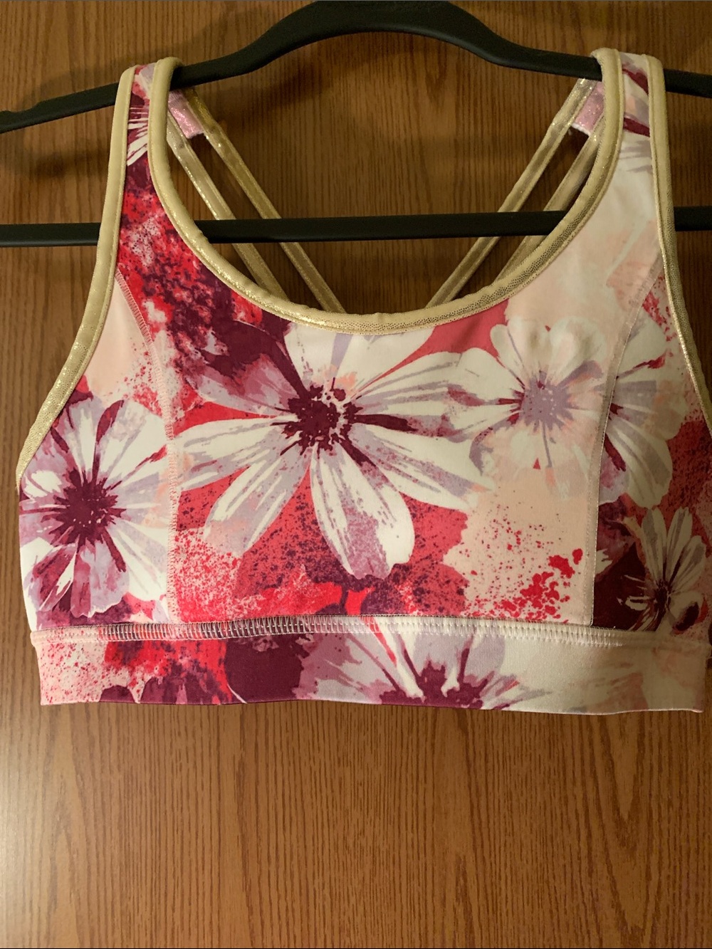 Justice Floral Padded Sports Bra and is reversible Size 16/18
